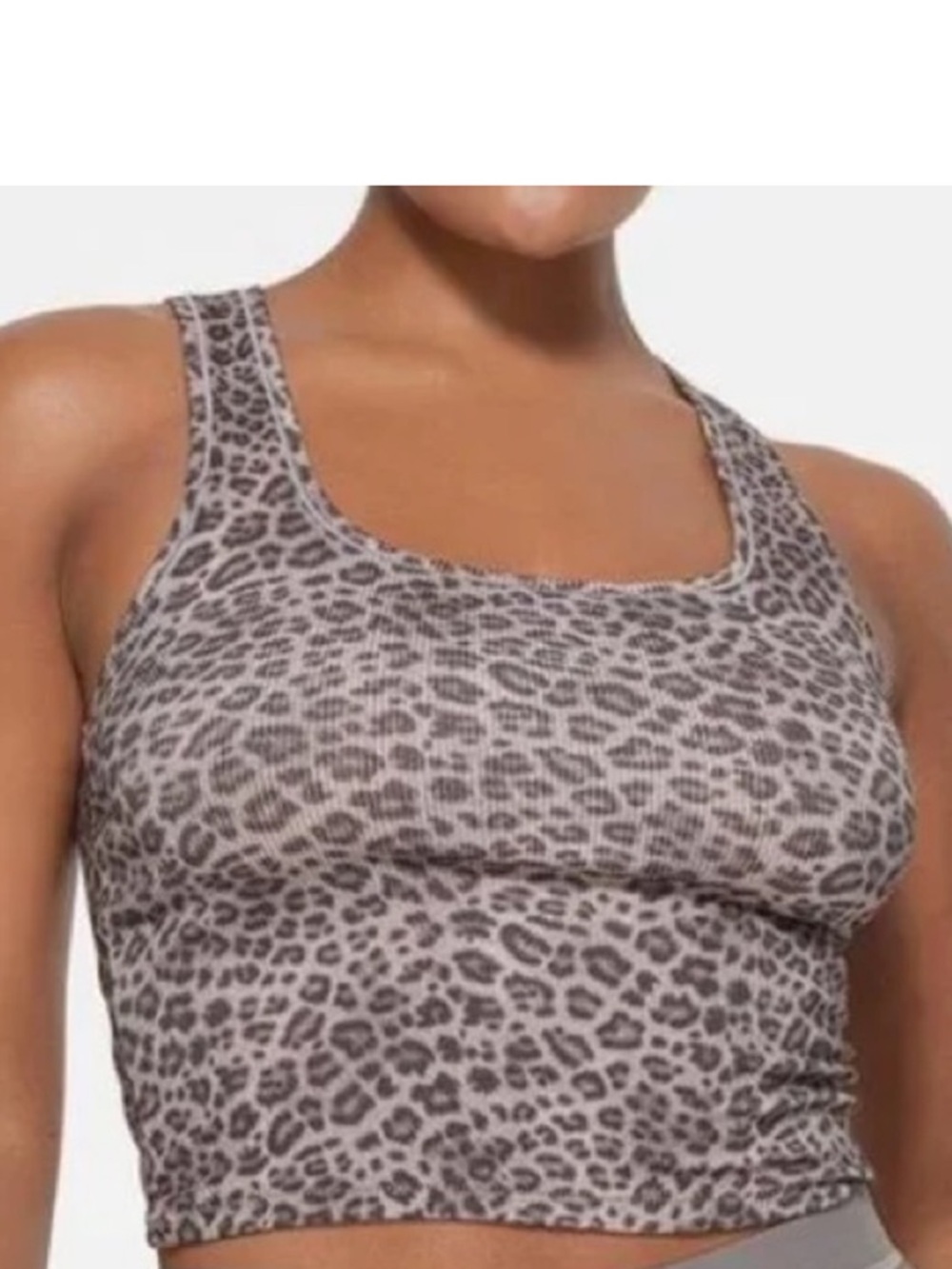 SKIMS Cotton Rib Crop Tank Top in Snow Leopard Black & Grey size Large